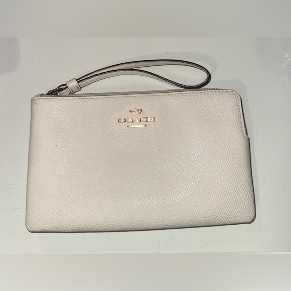 Coach Cream Wristlet with Gold Accents - Picture 1 of 3